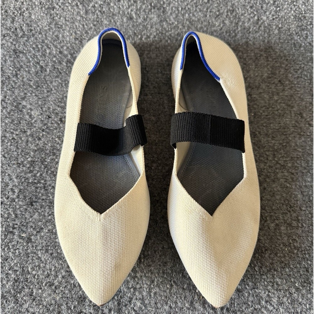 Rothy’s Knit Flats Elastic Strap Beige Blue Black Slip-On Women's US 9